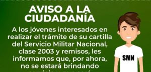 Hasta nuevo aviso recepción de documentos para la obtención de la Cartilla Militar en Soledad