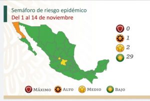 Actualización Semáforo Covid: 29 estados en verde, 2 amarillo y 1 naranja