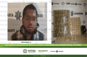 En Matehuala, Policías Estatales detuvieron a un hombre por el presunto delito de posesión de más de 80 dosis de enervante.