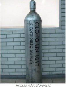 CEPC informó que el cilindro tiene una capacidad de 68 kilógramos, de color plata y es utilizado para el proceso de potabilización del agua