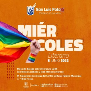 “Mesa de diálogo sobre literatura LGBTTTIQ+” en el próximo Miércoles Literario: 8 de junio a las 18:00 horas