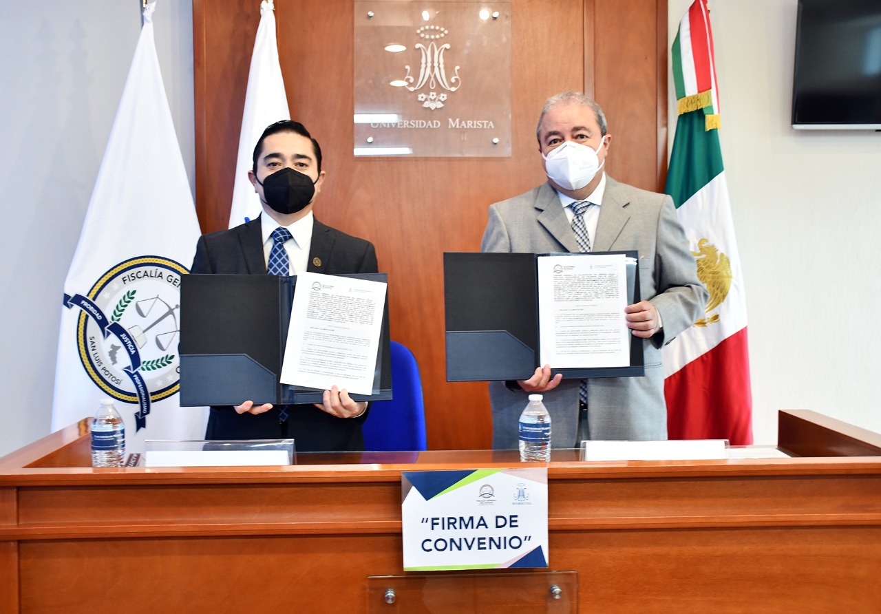 Fiscalía firma de convenios con universidad marista Y UASLP