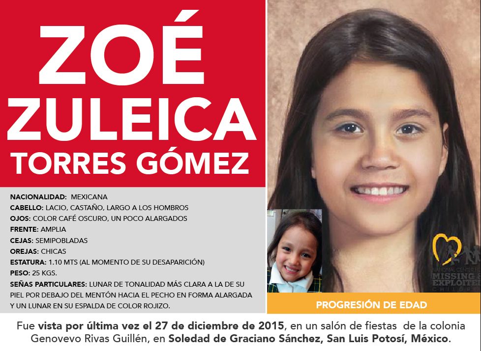 Madre de Zoé Zuleica busca comprobar si menor encontrada en Veracruz se trata de su hija