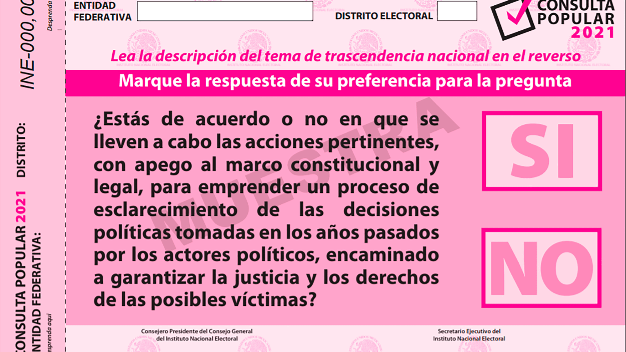 Instituto Nacional Electoral (INE) de México informó que el “Sí” obtuvo más del 90 % en votos en toda la república