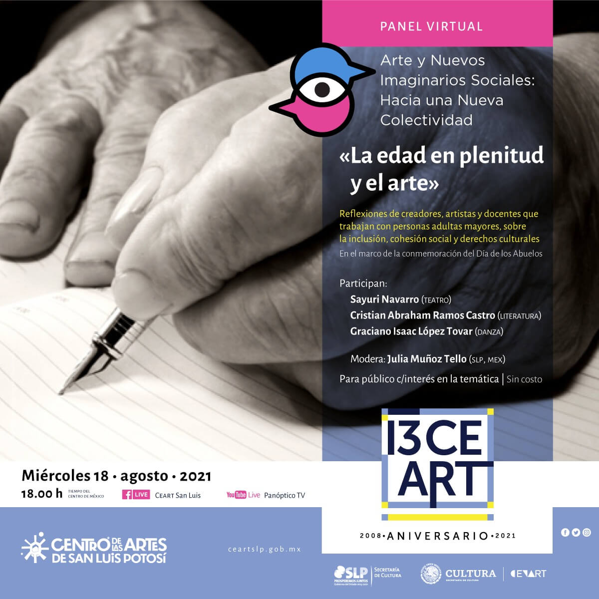 La Secretaría de Cultura de San Luis Potosí, invita al panel virtual “Arte y Nuevos Imaginarios Sociales: Hacia una Nueva Colectividad”