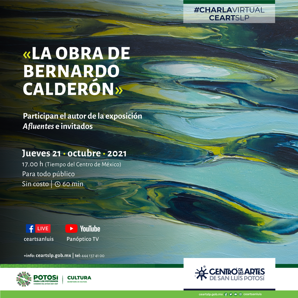 En el marco de la exposición Afluentes, alojada en la Galería del CEART este jueves, se llevará a cabo la charla “Comentando la obra de…Bernardo Calderón”