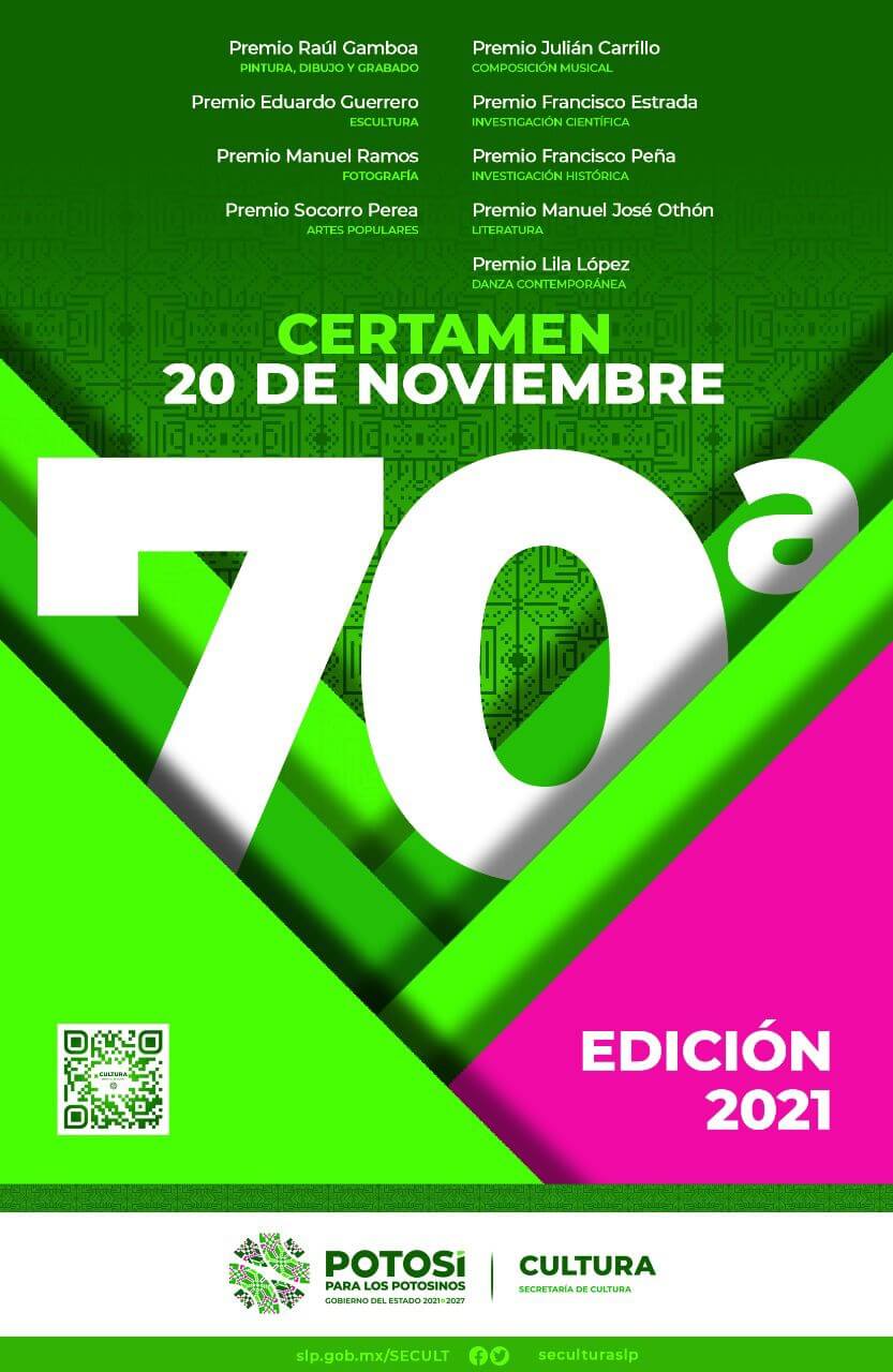 La Secretaría de Cultura, convoca al público interesado en participar en el Certamen 20 de Noviembre 2021, en la que será su 70ª Edición.
