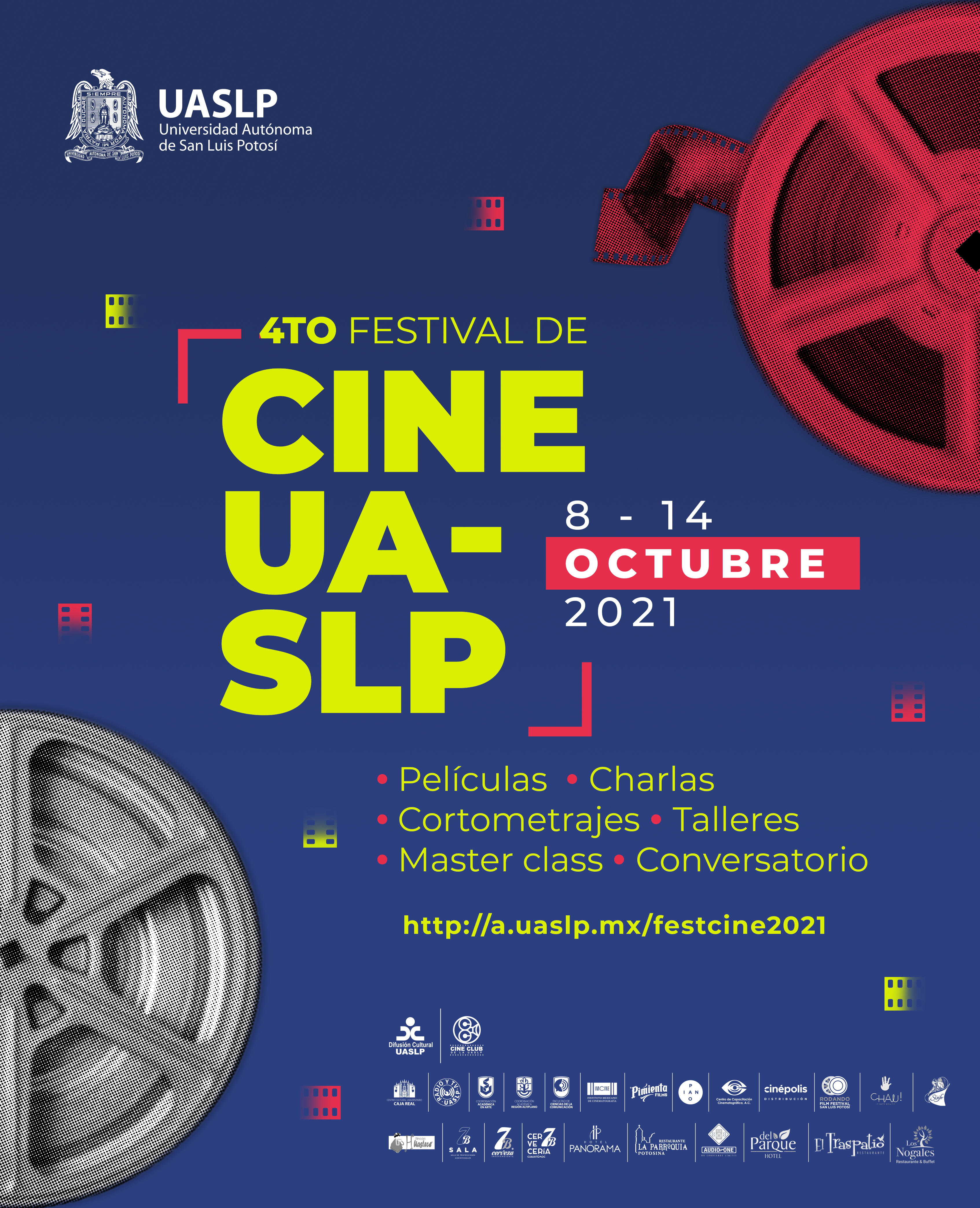 Muestra de películas y cortometrajes. El acceso es libre. Actividades presenciales y virtuales. Sedes en San Luis Potosí y Matehuala