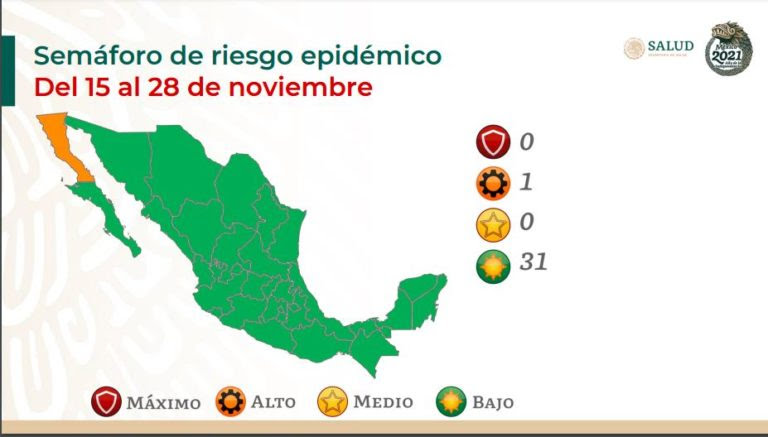 México se pinta de verde y solo Baja California permanece en naranja
