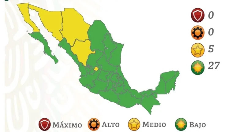 Semáforo COVID-19: 27 estados estarán en color verde y cinco en amarillo