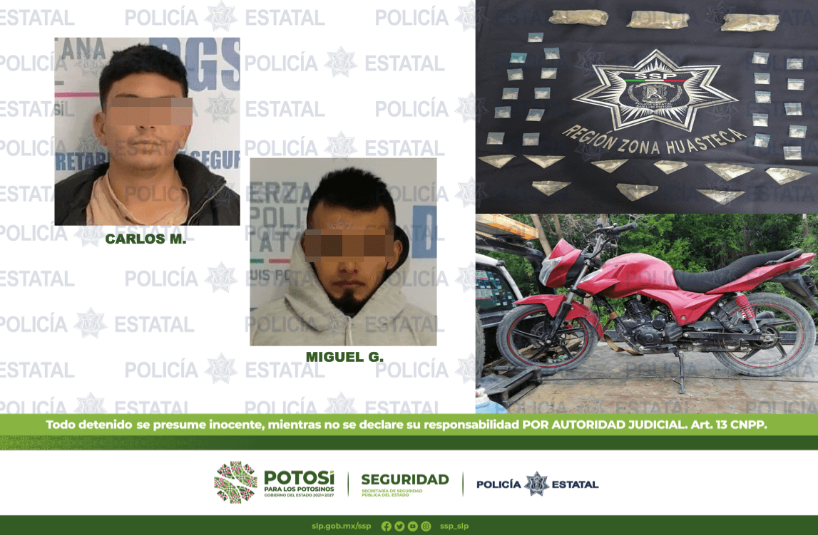 Dos personas del sexo masculino fueron detenidos por presunta posesión de droga conocida como marihuana y cristal.