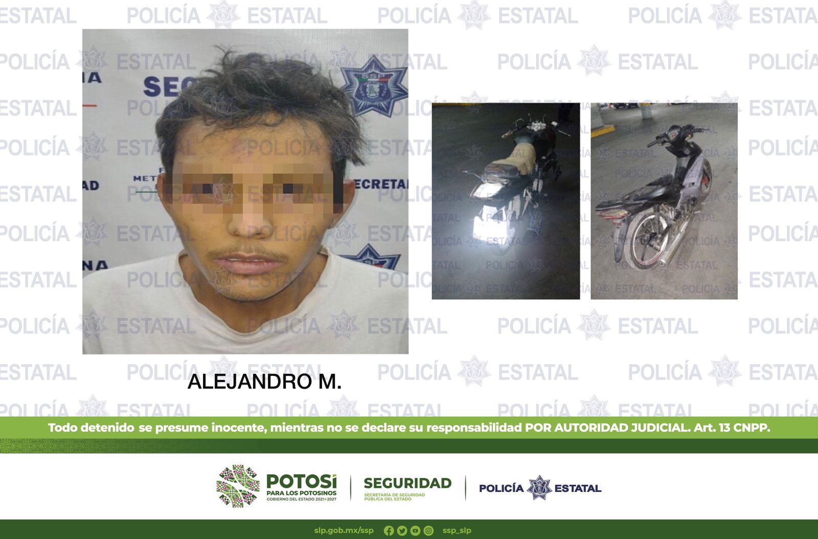 Por presunta posesión de motocicletas robadas, detienen a presunto