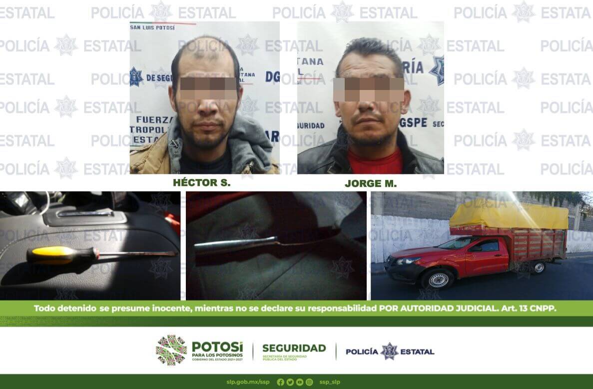 Estatales detuvieron a dos hombres por los presuntos delitos de portación de armas prohibidas, amenazas y tentativa de robo.