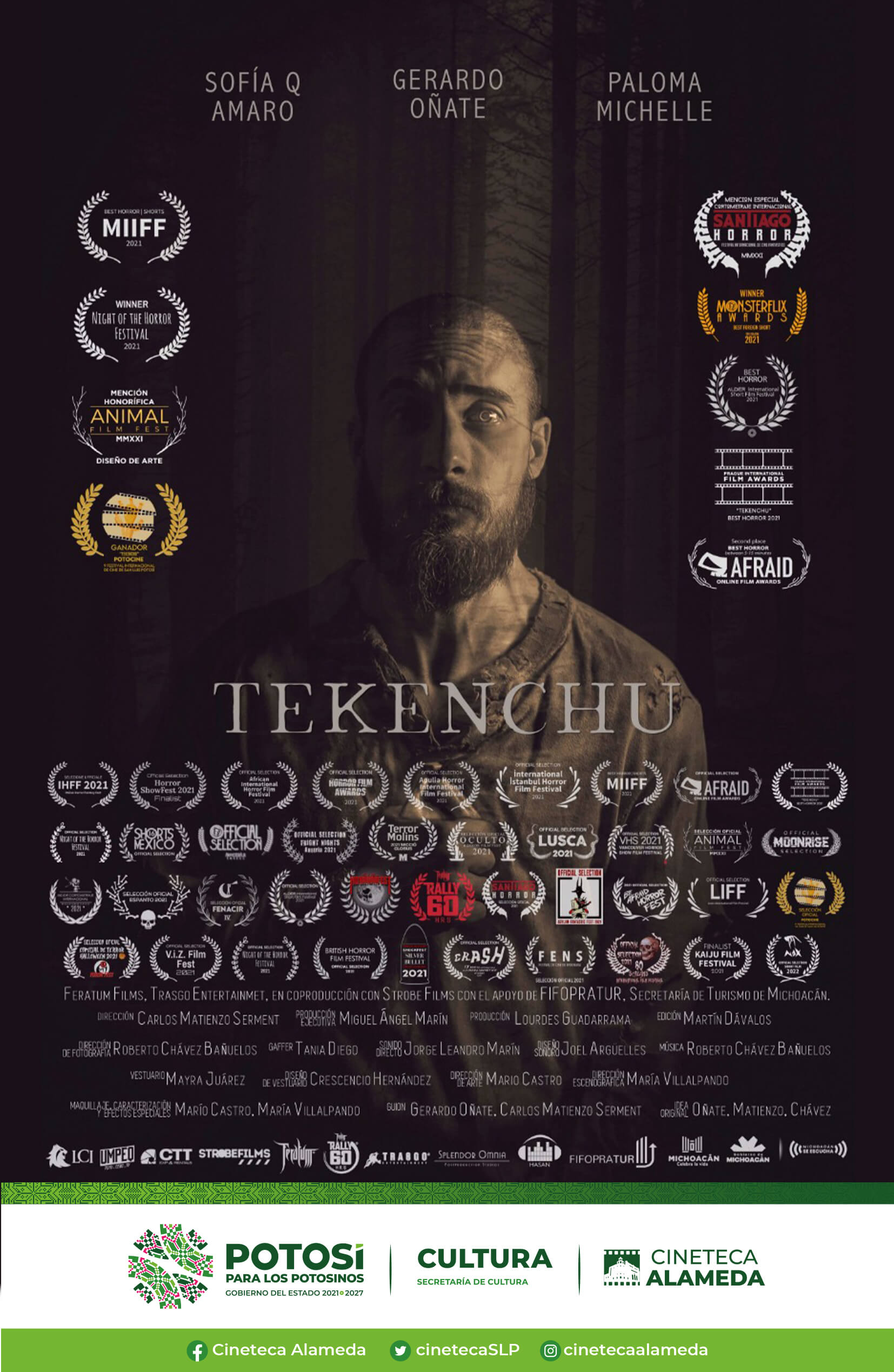 Antes de cada filme se proyectará “Tekenchu” un cortometraje de Carlos Matienzo Serment director, productor y guionista potosino