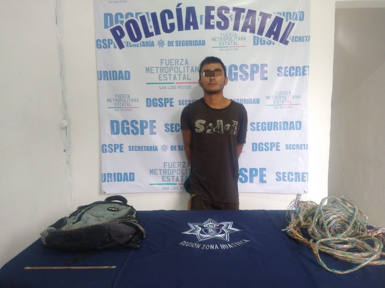 POLICÍA ESTATAL DETIENE A PRESUNTO LADRÓN DE CABLEADO