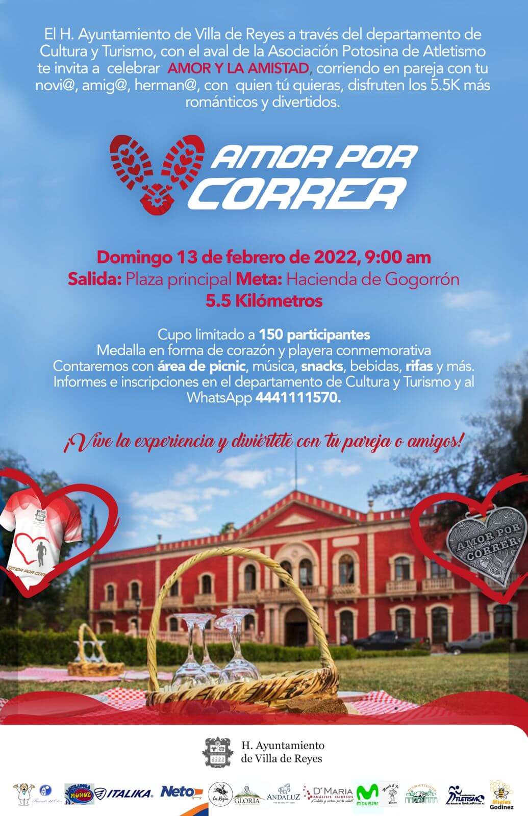 Cultura y Turismo y Asociación Potosina de Atletismo, llevarán a cabo la carrera denominada "Amor por Correr", con motivo del 14 de febrero.