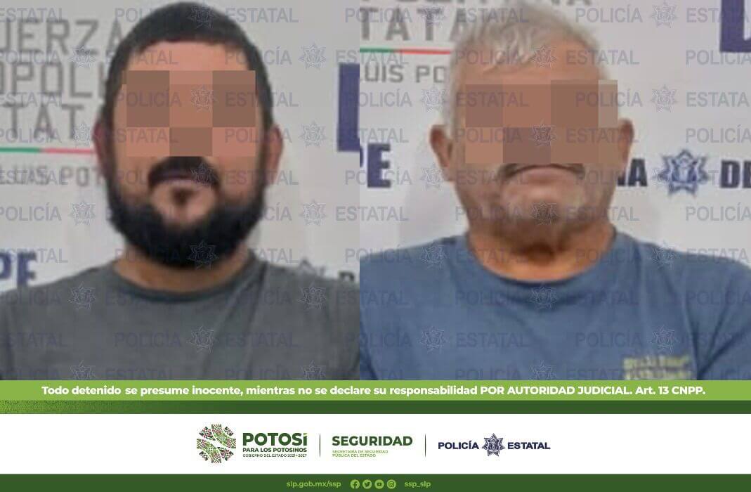 Policías Estatales lograron la detención de dos hombres por el presunto delito de portación de un arma de fuego y cartuchos útiles.