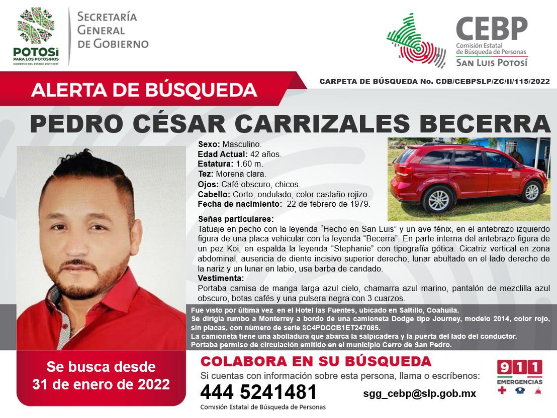 Coadyuva SLP en caso de desaparición de Pedro Carrizales