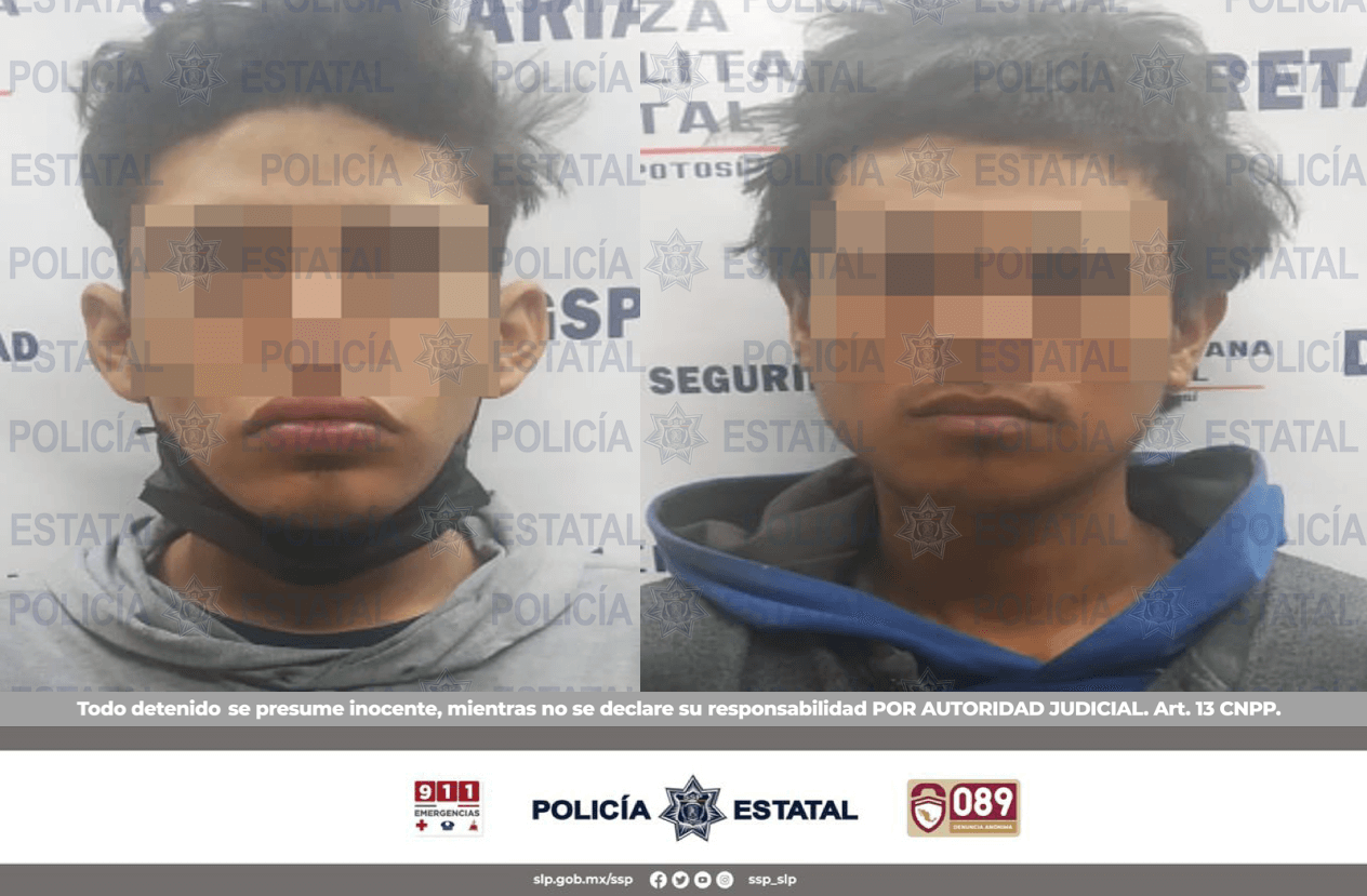 Estatales detuvieron a dos hombres en la colonia Tercera Grande, por el presunto delito de portación de dos armas prohibidas.