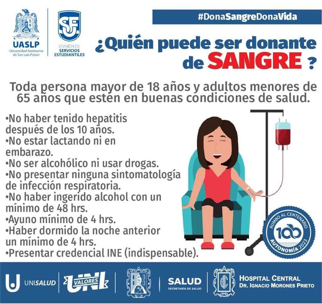 Ssa y la Universidad Autónoma de San Luis Potosí llevarán a cabo una campaña de donación de sangre el próximo miércoles 30 de marzo