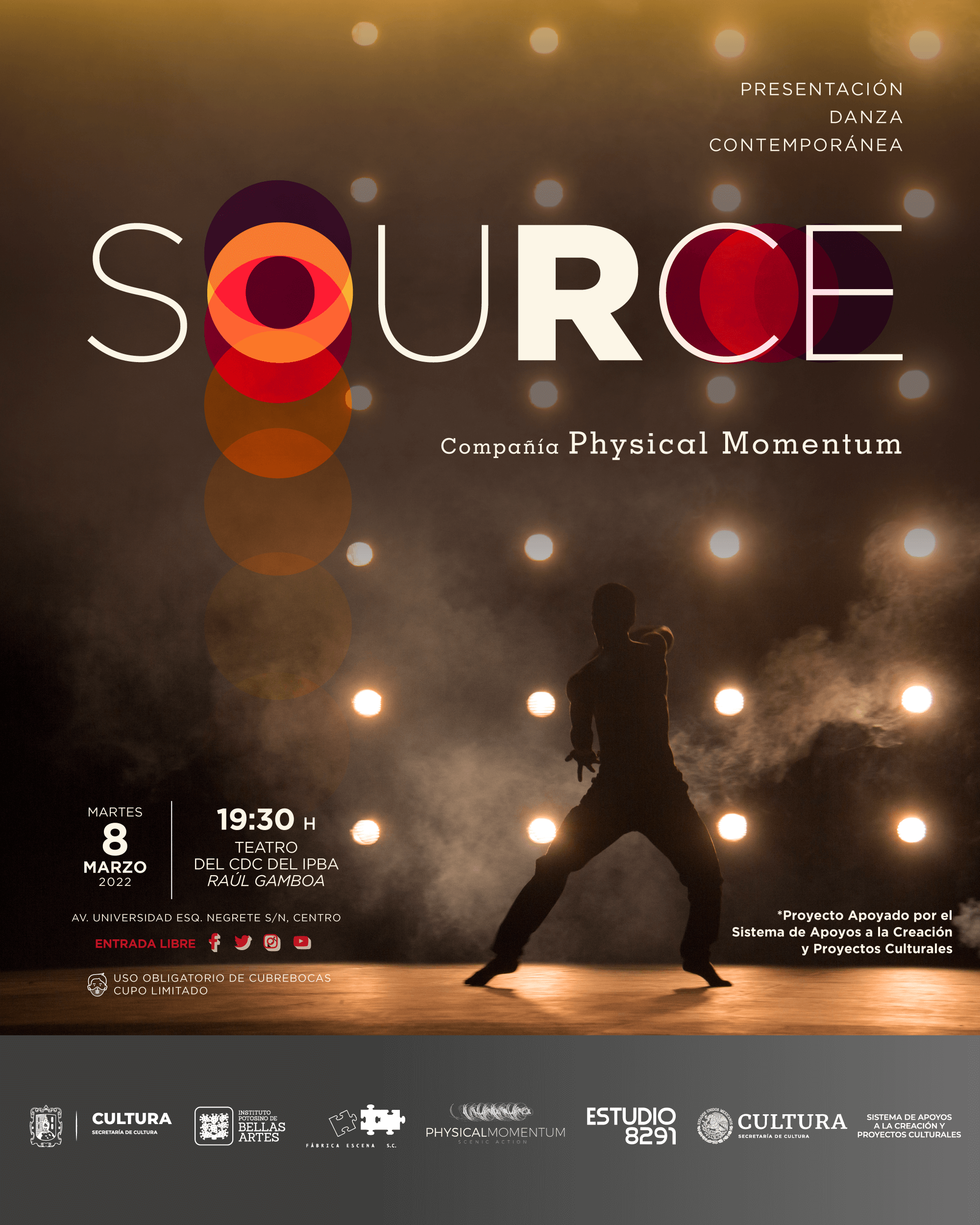 Compañía “Physical Momentum” presentará la coreografía “Source” en centro de difusión cultural, el martes 8 de marzo 2022 a las 19:30 horas.