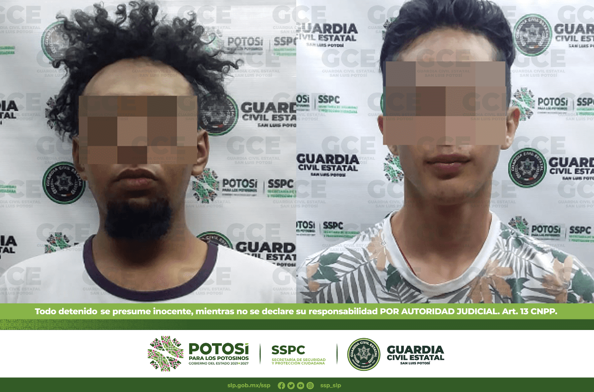 Presuntos asaltantes de tiendas de conveniencia fueron detenidos por agentes de la Guardia Civil Estatal en la colonia Cactus