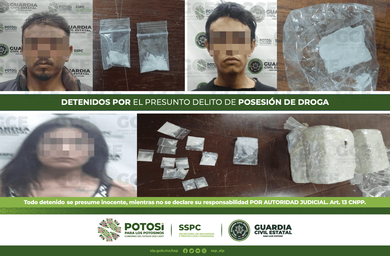 Agentes de la Guardia Civil Estatal (GCE) detuvieron a una mujer y dos hombres por el presunto delito de posesión de droga.