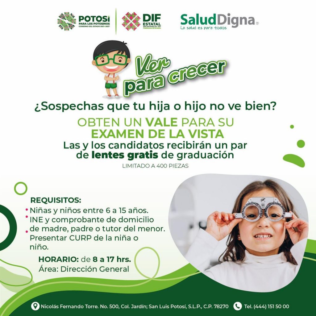 Con el programa “Ver para Crecer”, en conjunto con la clínica “Salud Digna”, se aportarán de manera gratuita 400 pares de lentes