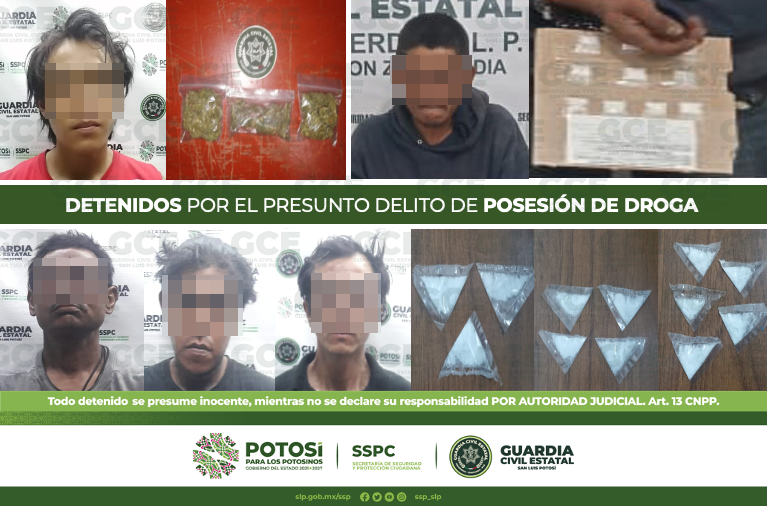 12 personas resultaron detenidas por el presunto delito de posesión de estupefacientes, asegurándose 48 dosis de droga.