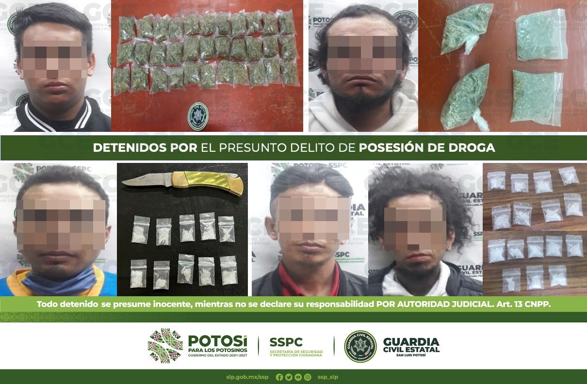 Decomisan 185 dosis de estupefacientes; ocho personas fueron detenidas