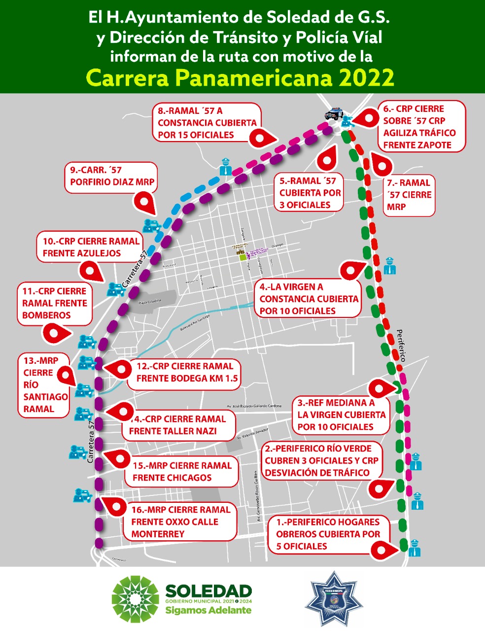 Por la realización de la Carrera Panamericana 2022, se desplegará un operativo de abanderamiento que comienza en punto de las 7 de la mañana