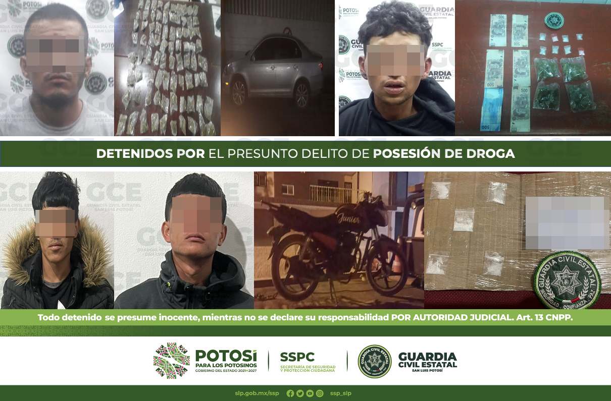 Asimismo, detiene a 10 personas por la presunta posesión de droga; uno de ellos llevaba 85 dosis de enervante.