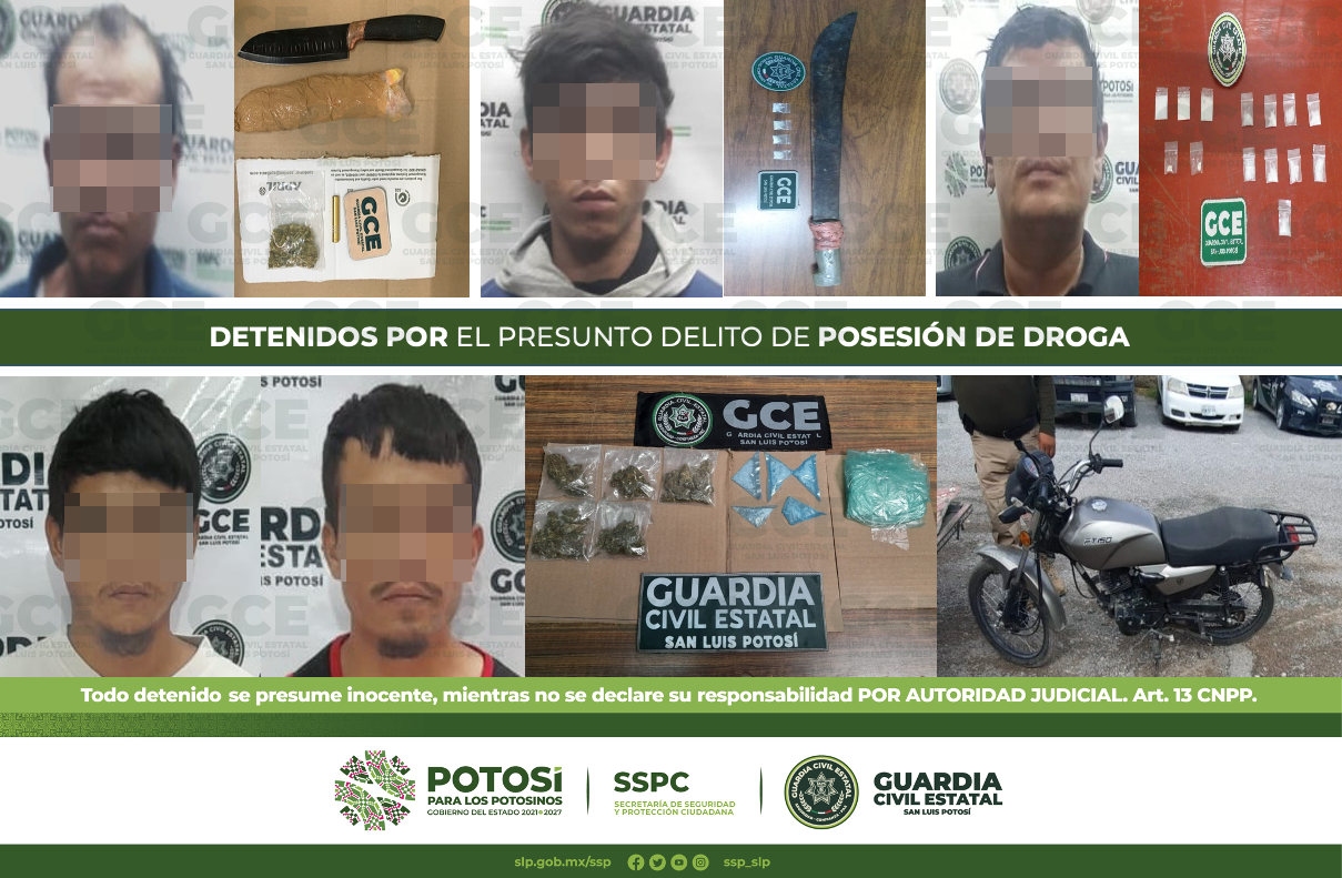 Policías de la Guardia Civil Estatal (GCE) detuvieron a cinco masculinos por el presunto delito de posesión de droga.