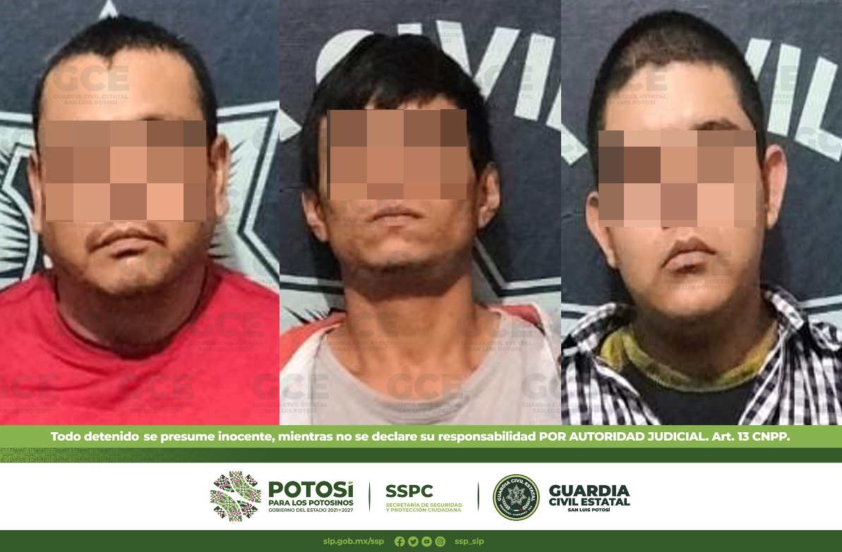 Detuvieron a tres hombres en la colonia Las Águilas, por el presunto delito de portación de armas de fuego.