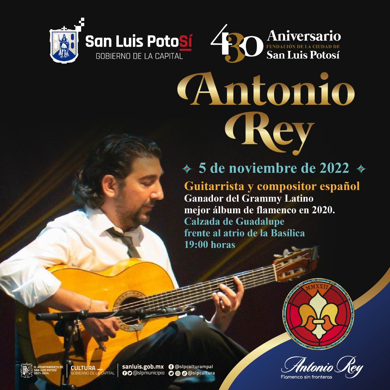 Cultura Municipal, invita al público en general a disfrutar del talento y virtuosismo del guitarrista Antonio Rey
