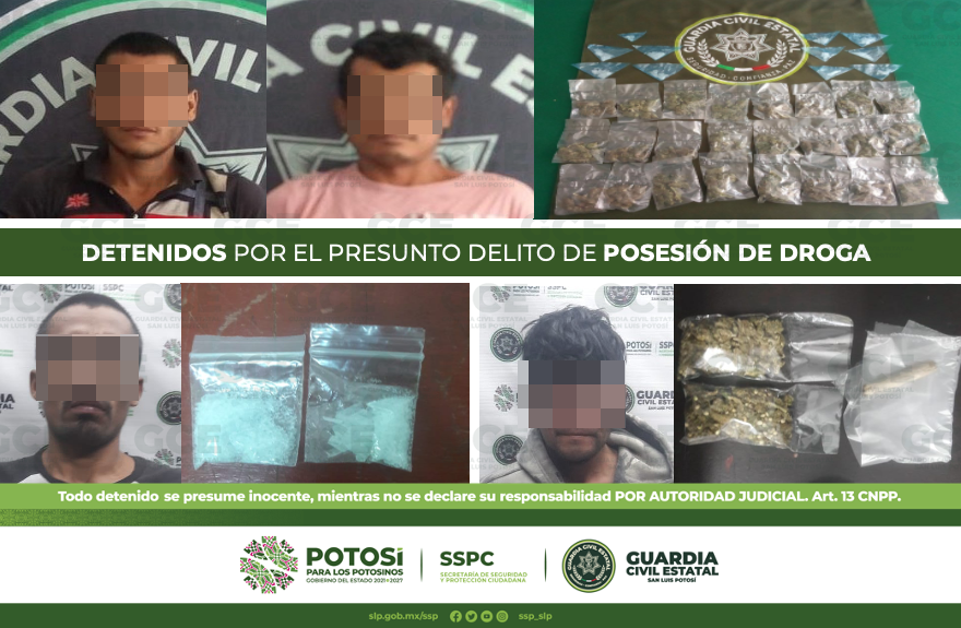 Los detenidos quedaron a disposición de la Fiscalía General del Estado, así como la droga asegurada.