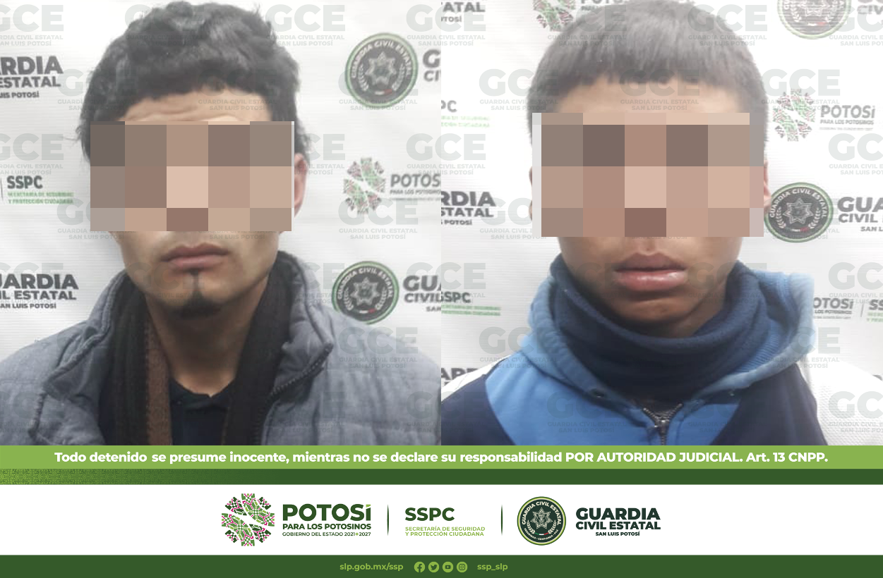 Agentes de la GCE detuvieron a dos hombres tras ser señalados como los presuntos responsables de provocar daños a un vehículo