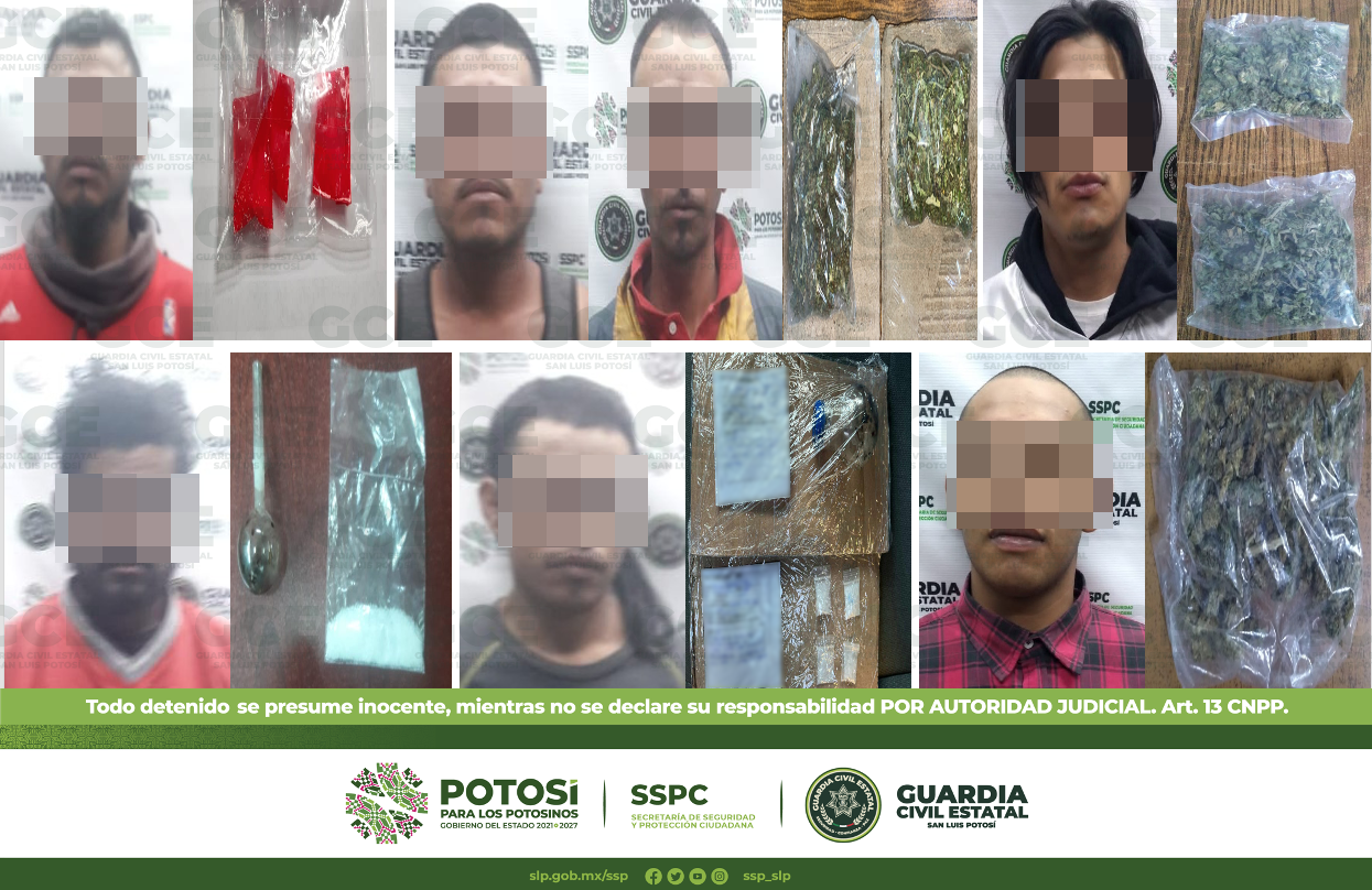 En el municipio de Xilitla, uno de los presuntos fue identificado como probable narcomenudista, a quien se le aseguraron 20 dosis de “cristal”.