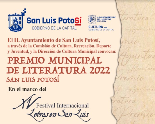 Presentación de trabajos en forma física en el Centro Cultural Palacio Municipal, o en vía electrónica se ha habilitado al correo: premio.literatura.slp@gmail.com