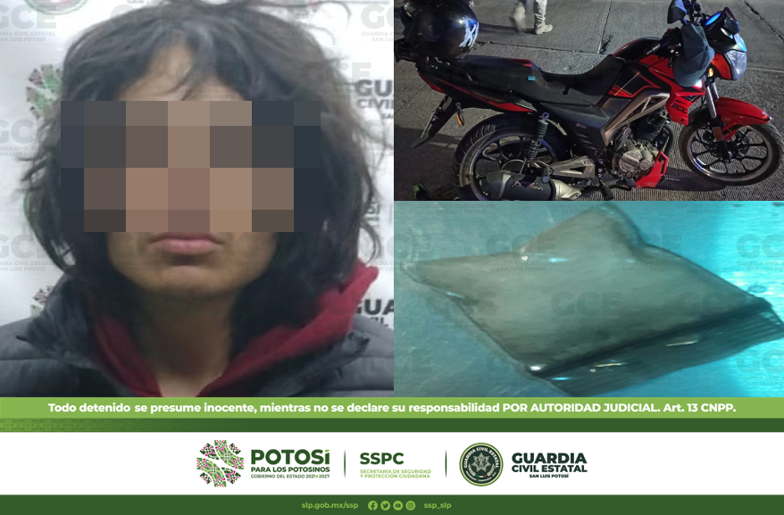 Por los presuntos delitos de posesión de motocicleta con reporte de robo y droga, un masculino fue arrestado