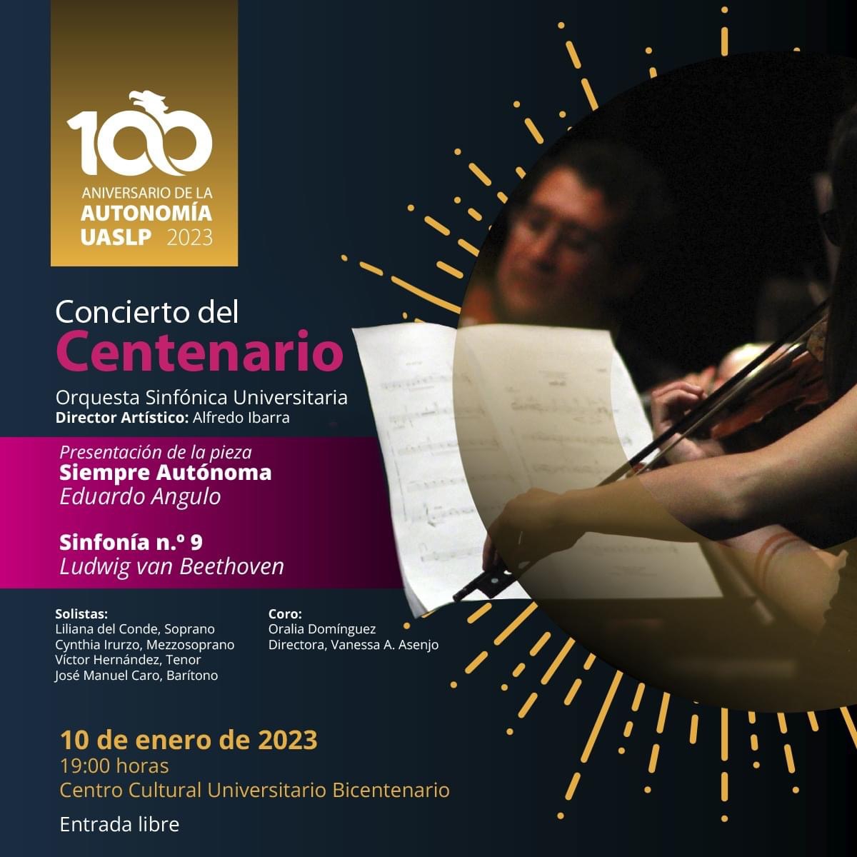 UASLP invita a la sociedad en general al Concierto del Centenario, que estará a cargo de la Orquesta Sinfónica Universitaria