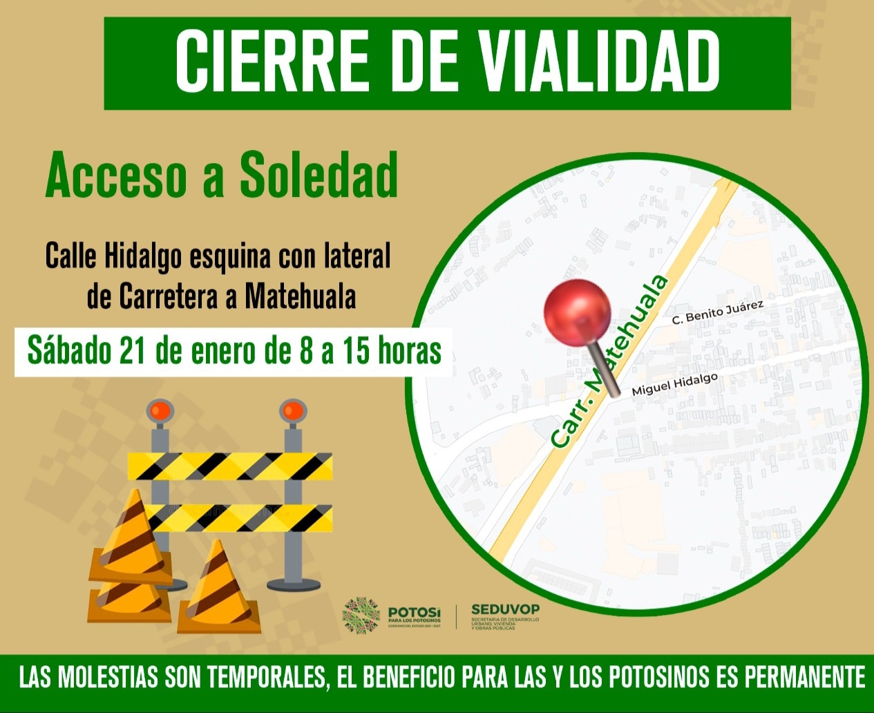 Como parte de las acciones de reconstrucción, este sábado se realizarán maniobras con maquinaria en la calle Hidalgo