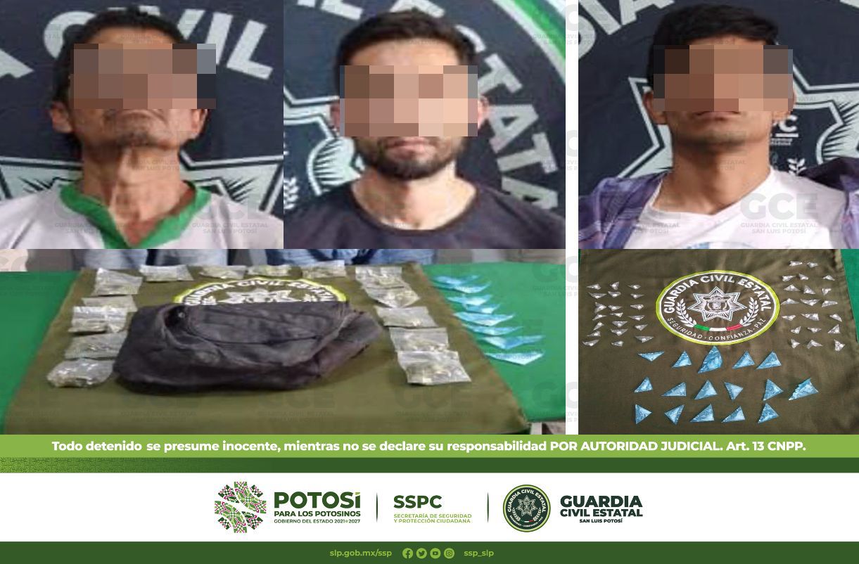 Tres presuntos vendedores de droga fueron detenidos en la zona Huasteca, considerados como objetivos criminales.