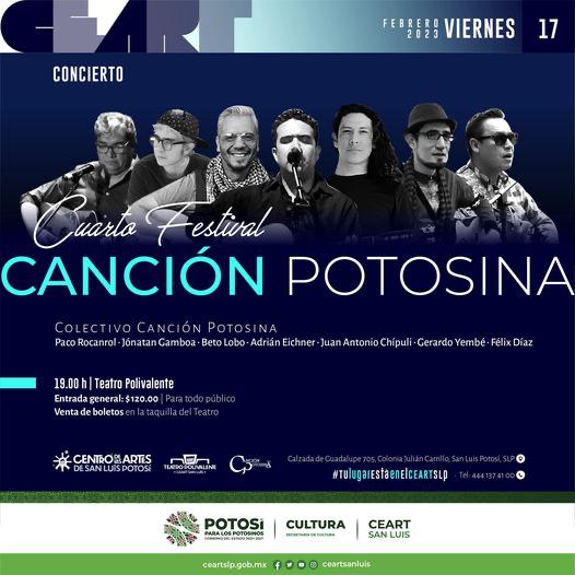 El colectivo Canción Potosina se presenta este viernes 17 de febrero en el Teatro del Polivalente del Ceart San Luis