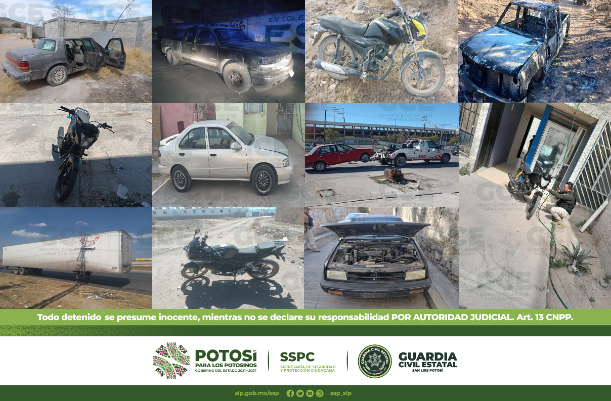 11 unidades automotoras fueron recuperadas por la Guardia Civil Estatal (GCE), mismas que contaban con reporte de robo
