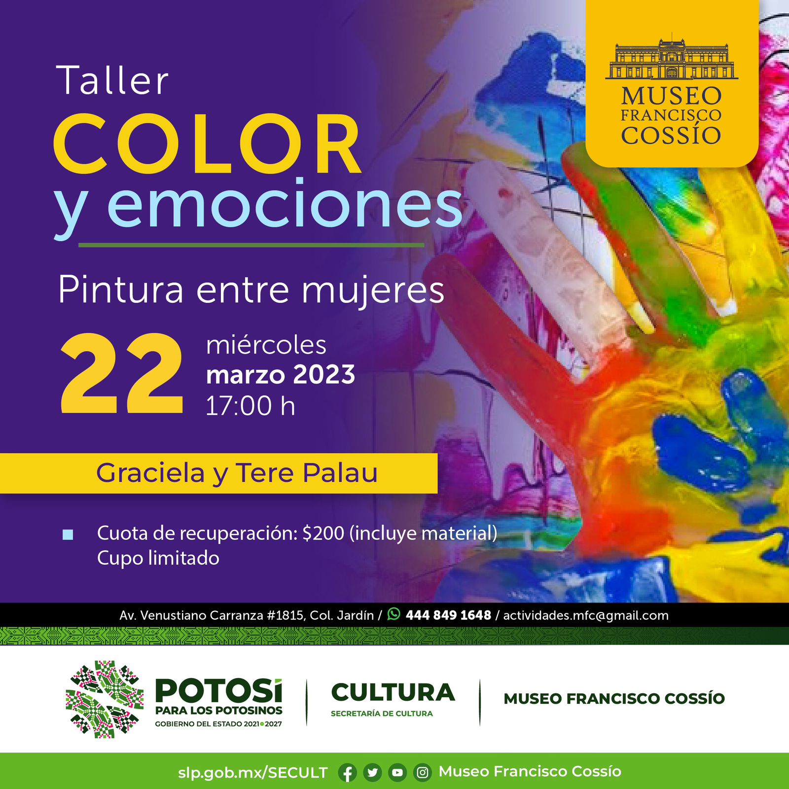 SECULT invita al público en general a participar en el taller “Color y Emociones” que impartirán Graciela y Ter Palau