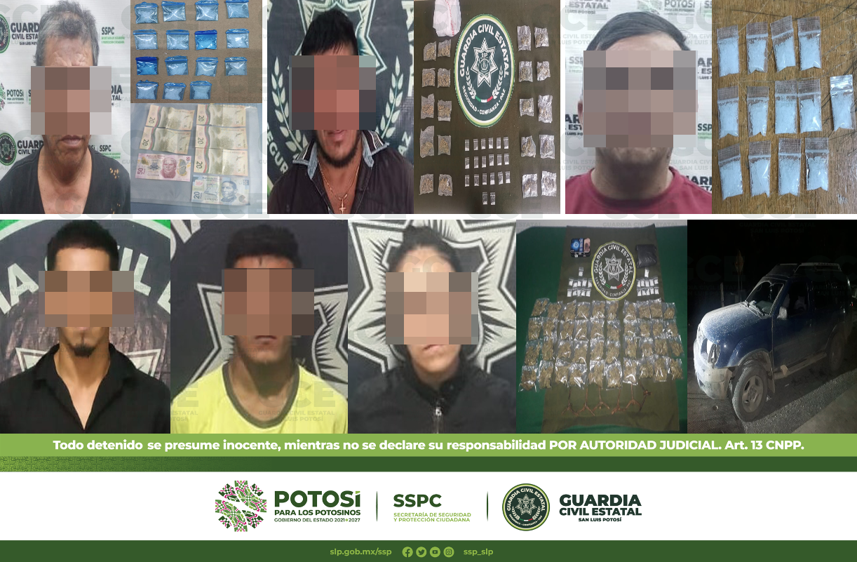 Agentes de la Guardia Civil Estatal pusieron bajo arresto a 6 presuntos narcomenudistas a quienes se les aseguraron 130 dosis de droga