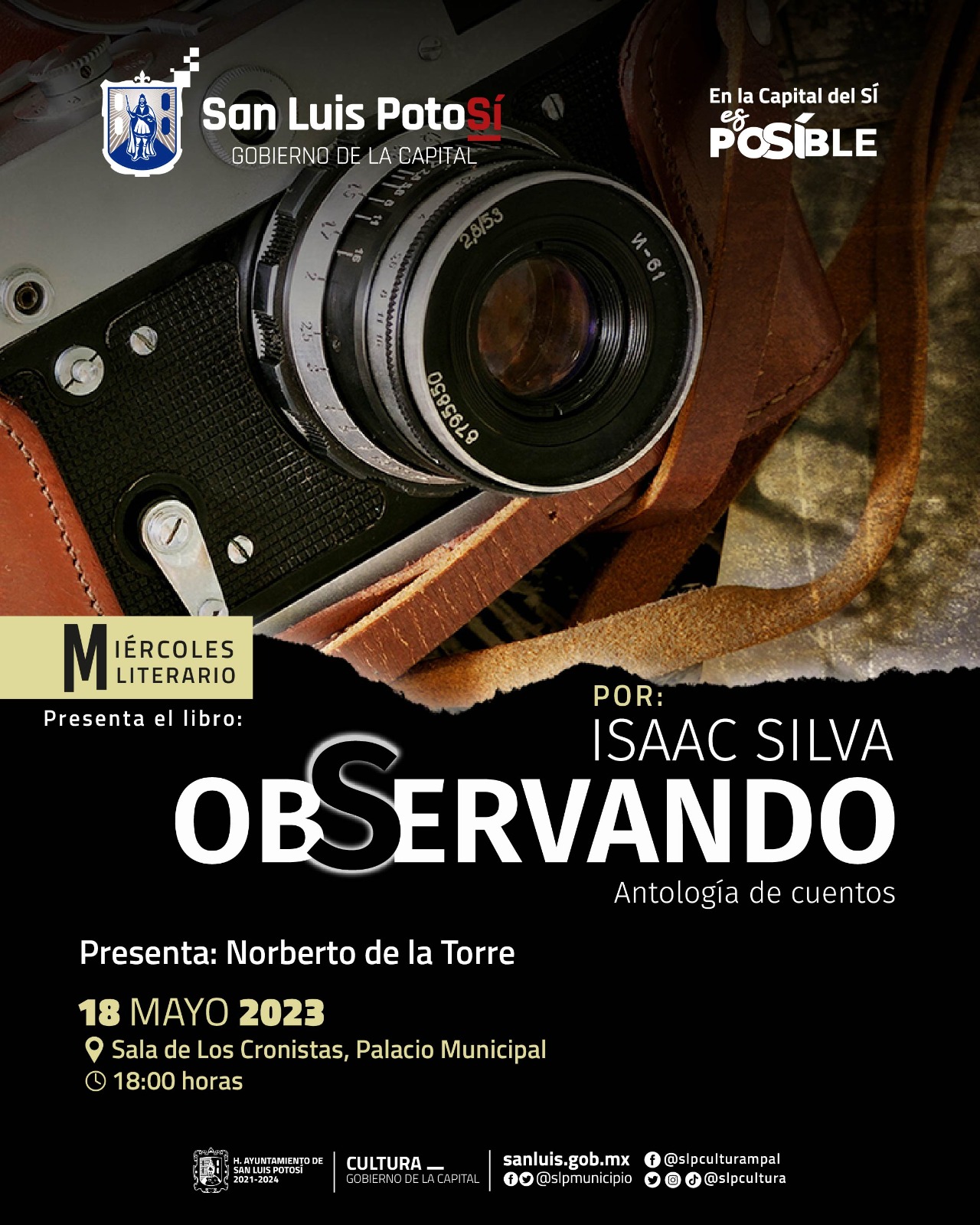 La presentación será este jueves 18 de mayo a partir de las 6 de la tarde en el Centro Cultural Palacio Municipal.