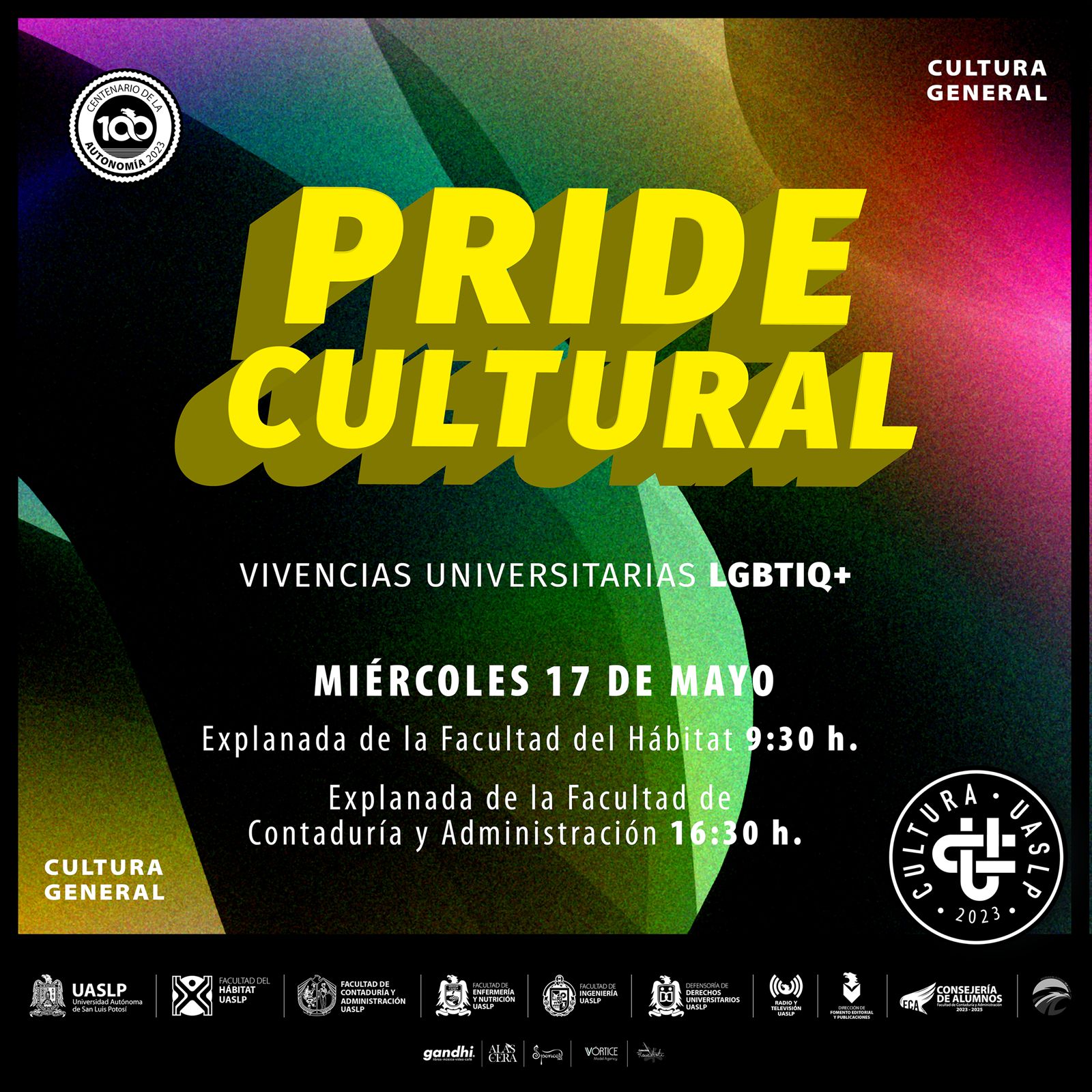 - La Universidad Autónoma de San Luis Potosí invita al Pride cultural 2023 Vivencias universitarias LGBTIQ+