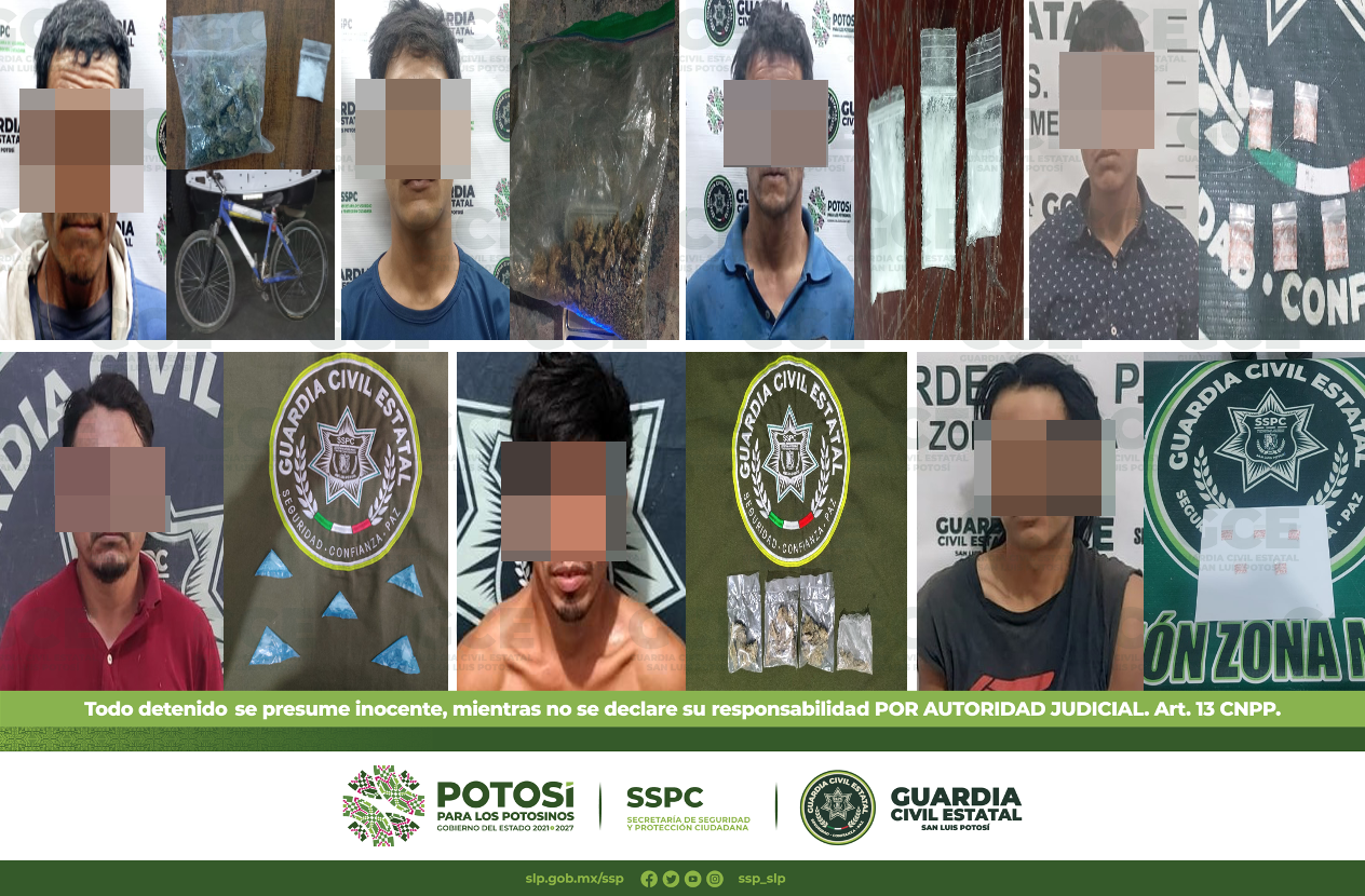 Elementos de la Guardia Civil Estatal aseguraron a 13 personas en distintos hechos por la posesión de droga